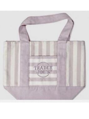 Trader Joe's Lavender Stripe Canvas Tote